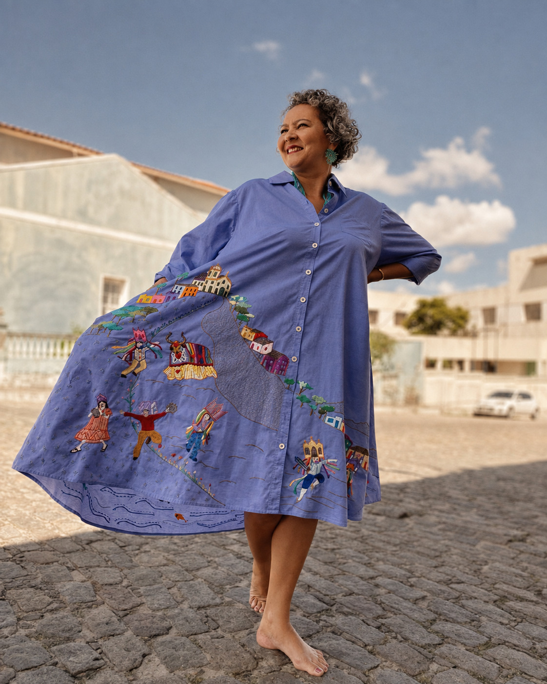 Vestido bordado da Pontos e Contos